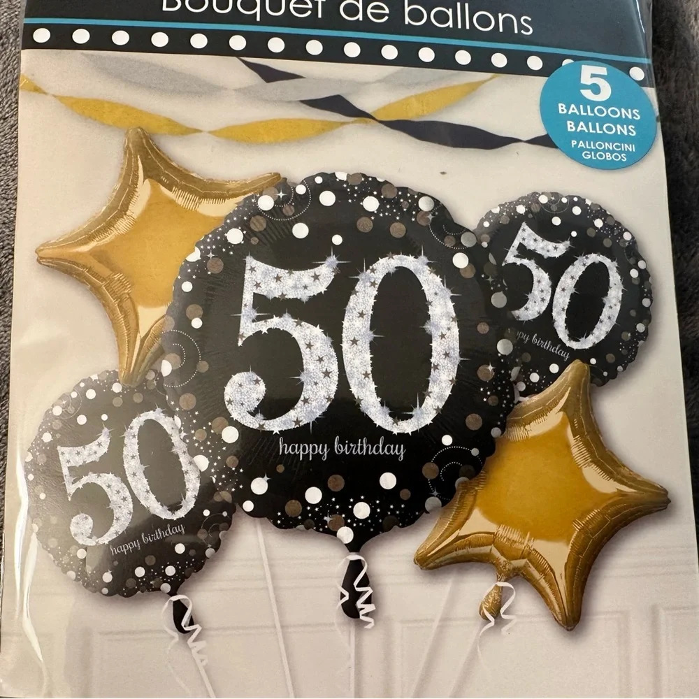 50th Birthday Decorations Balloons Party Gold Black Silver Foil Man Woman 9
